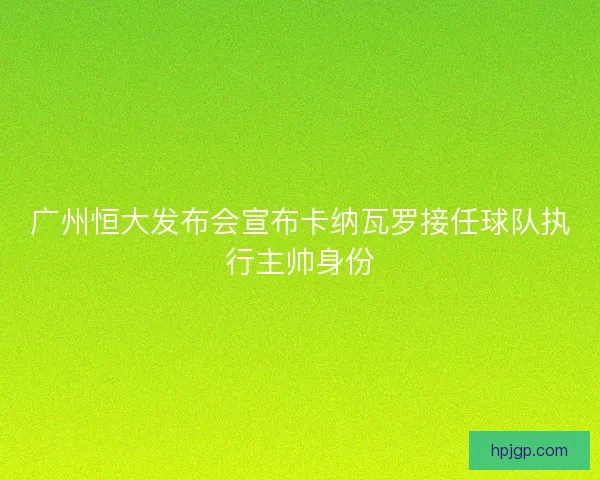 广州恒大发布会宣布卡纳瓦罗接任球队执行主帅身份 广州恒大发布会宣布卡纳瓦罗接任球队执行主帅身份